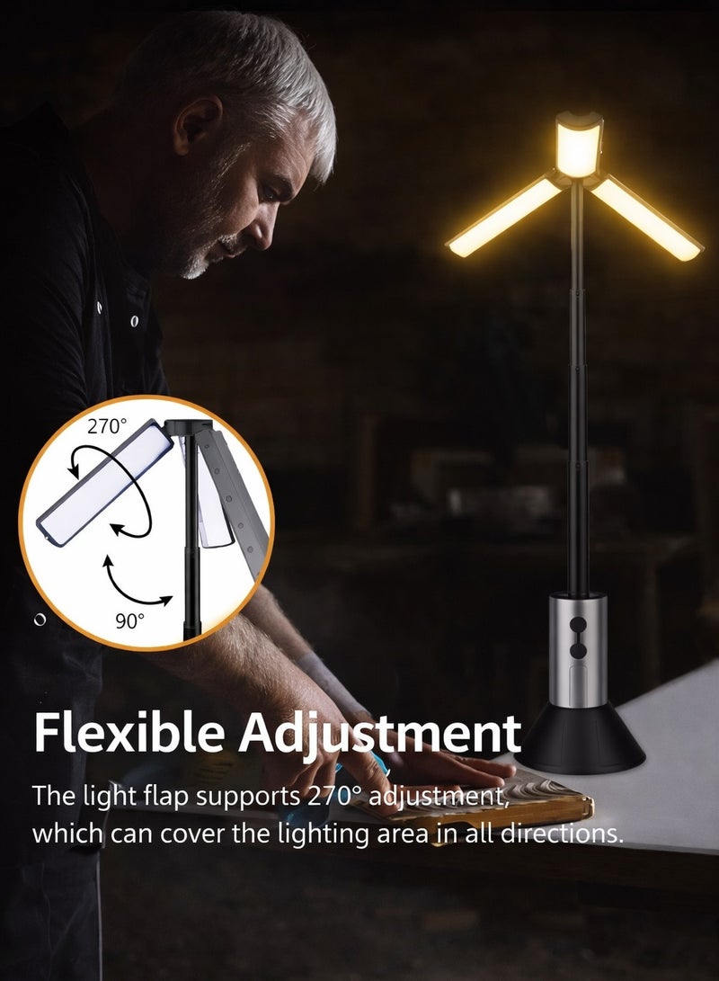 ARNOTEC Multifunctional Telescopic Camping Light & Flashlight 2-in-1, 270° Adjustable Warm Light Lantern, 4-Section Extendable Pole 51.8cm, White Laser Core + 54 LEDs, Type-C Rechargeable, 3000mAh, Detachable Lampshade, Outdoor Portable Light - Image 5